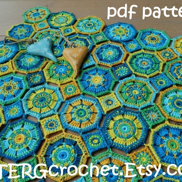Crochet pattern baby blanket OCTAGON by ATERGcrochet