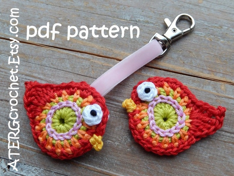 Crochet pattern BIRD key ring by ATERGcrochet image 2