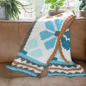 Crochet pattern AZTEC C2C flower shawl by ATERGcrochet