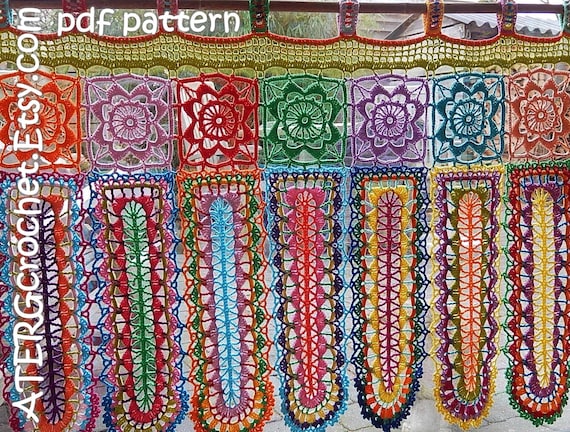 Crochet Pattern Boho Curtain Panels By Atergcrochet Etsy