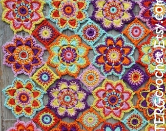 Crochet pattern flower baby blanket by ATERGcrochet