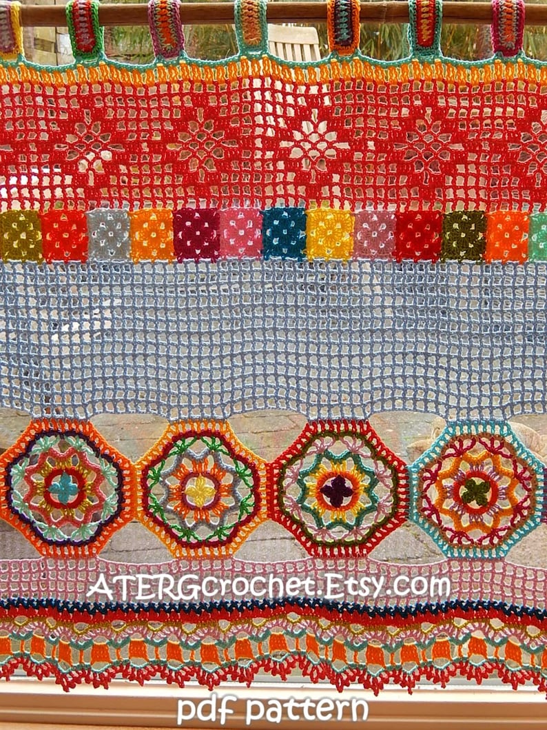 Crochet pattern BOHO CURTAIN/VALANCE by ATERGcrochet image 2