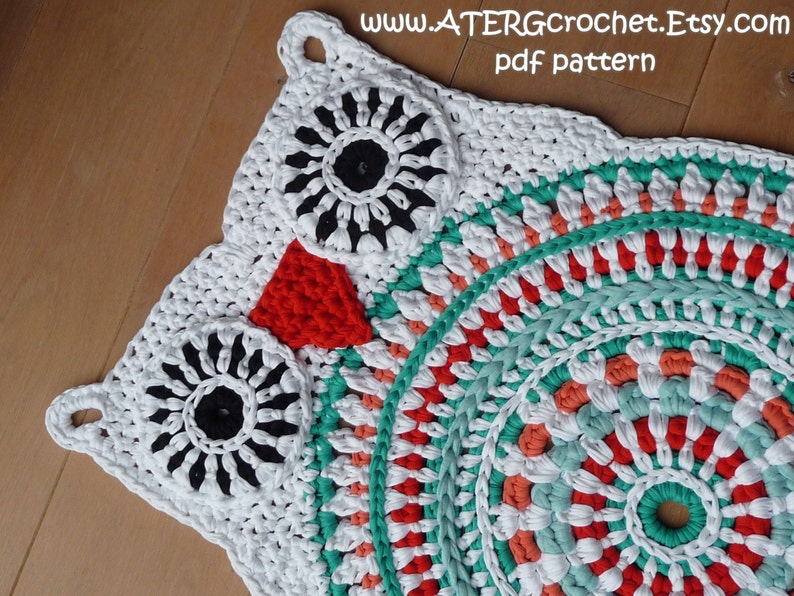 Crochet pattern owl rug by ATERGcrochet XL crochet image 2