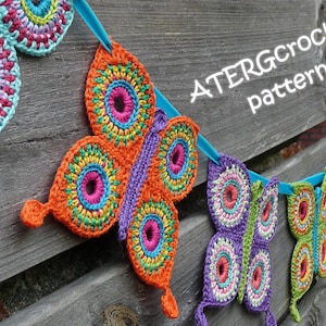 Crochet pattern butterfly garland by ATERGcrochet imagem 1