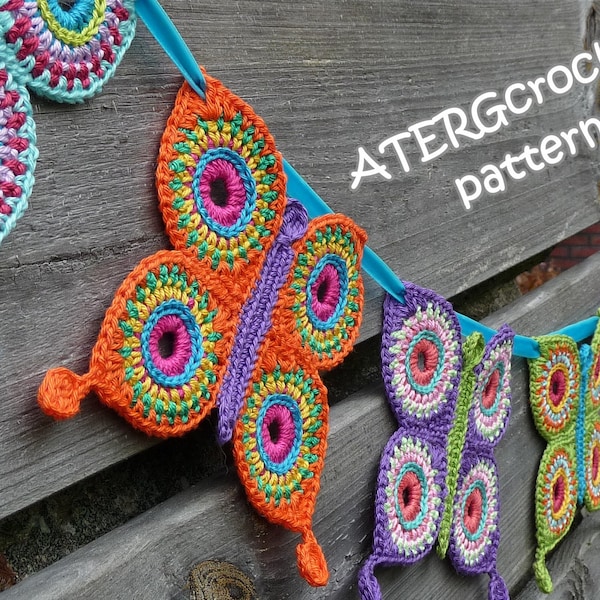 Crochet pattern butterfly garland by ATERGcrochet