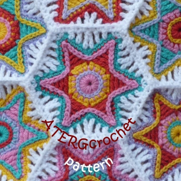 Crochet pattern hexagon 'falling star' by ATERGcrochet