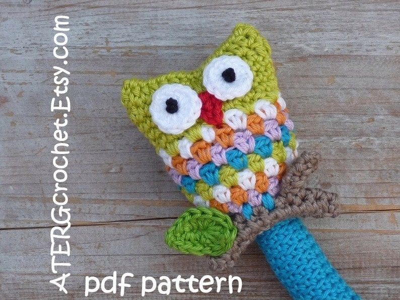 Crochet pattern OWL RATTLE by ATERGcrochet image 1