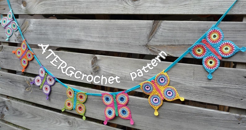 Crochet pattern butterfly garland by ATERGcrochet image 3