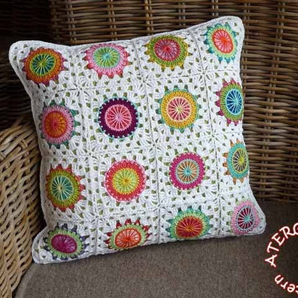 Crochet pattern circles in granny square by ATERGcrochet included pillow cover, placemat, afghan