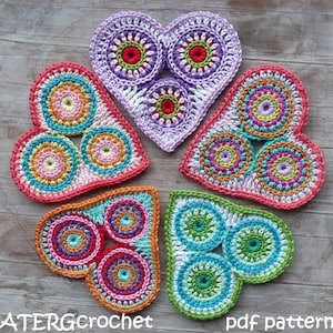 Crochet pattern colorful circle heart by ATERGcrochet