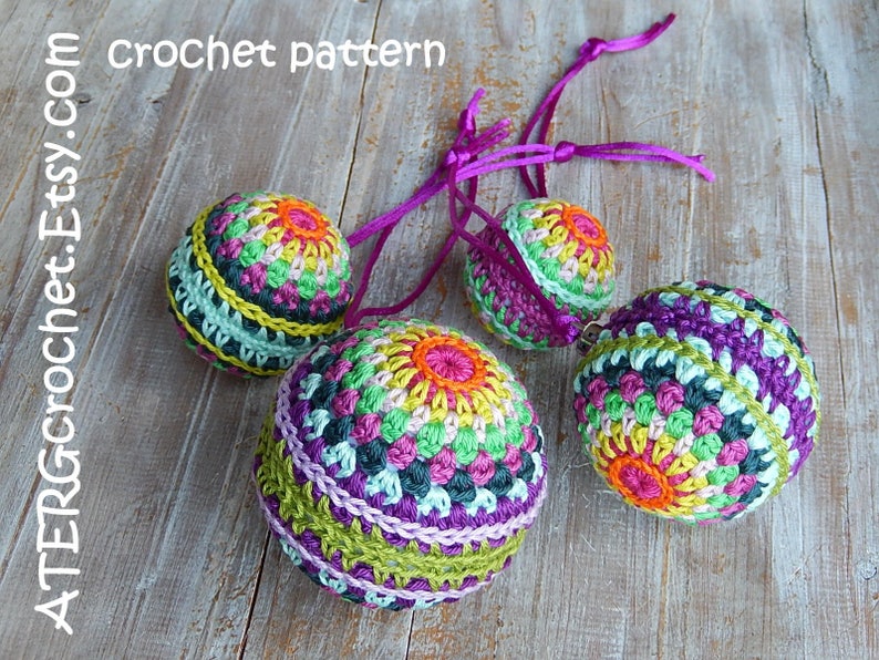 Patrón de crochet Bola de Navidad en 4 tamaños por ATERGcrochet imagen 2