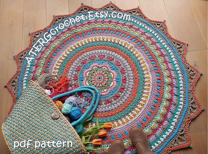 Crochet pattern BOHO RUG Bobbiny cord by ATERGcrochet image 7