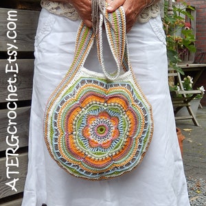 Crochet pattern Boho Flower Slouch Bag by ATERGcrochet image 3