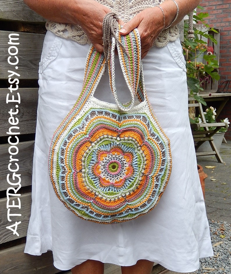 Crochet pattern Boho Flower Slouch Bag by ATERGcrochet image 3