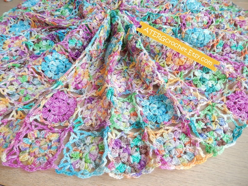 Crochet pattern Flower square shawl by ATERGcrochet image 2