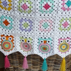 Crochet pattern owl granny square baby blanket by ATERGcrochet image 5