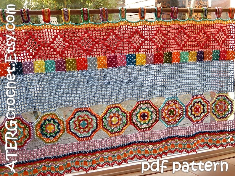 Crochet pattern BOHO CURTAIN/VALANCE by ATERGcrochet image 1