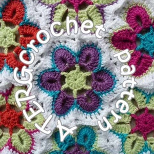 Crochet pattern hexagon flower plaid/afghan by ATERGcrochet image 2