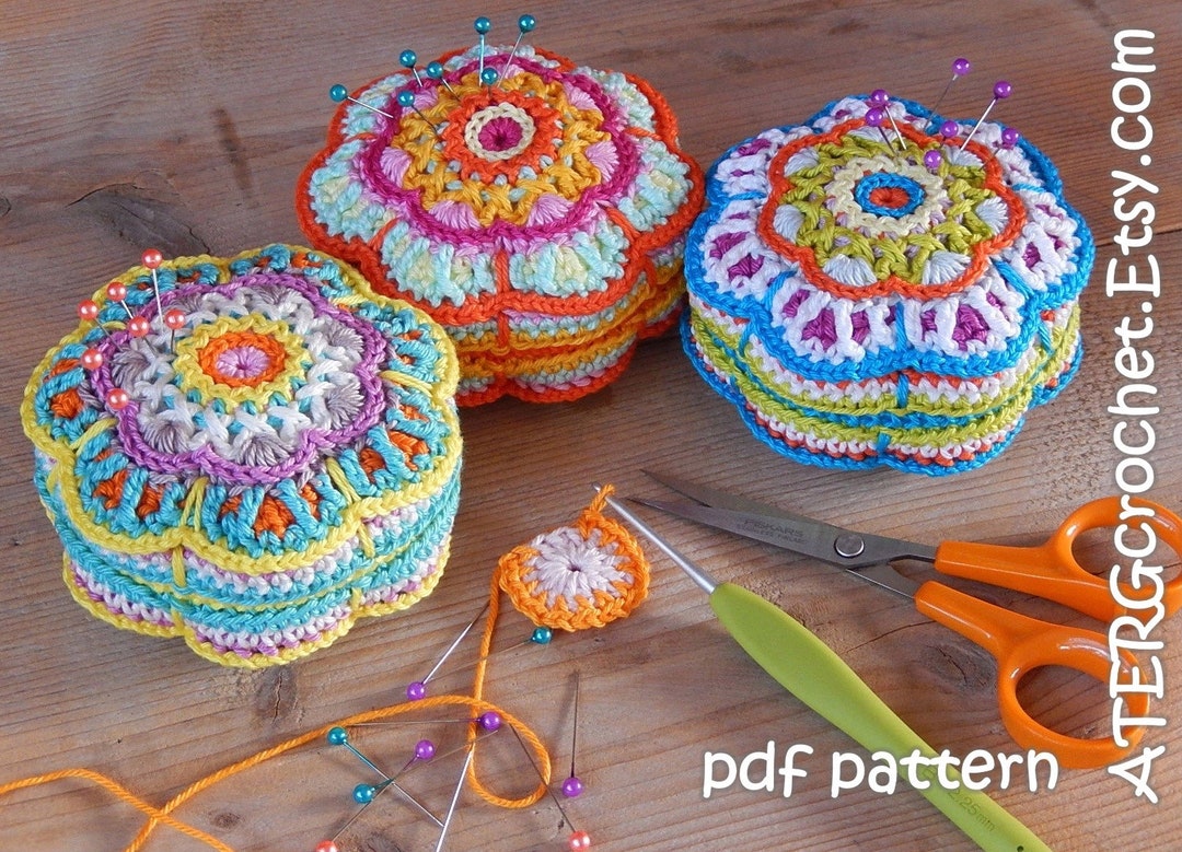 Crochet Pattern PINCUSHION 'flower' by Atergcrochet Etsy