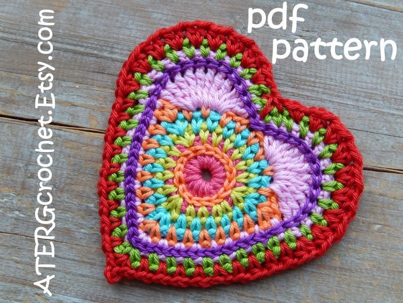 Crochet pattern HEART 'color burst' by ATERGcrochet image 2