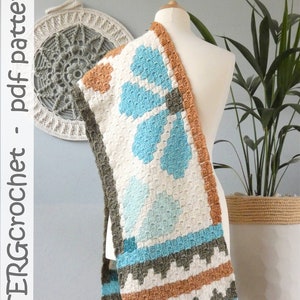 Crochet pattern AZTEC C2C flower shawl by ATERGcrochet image 2