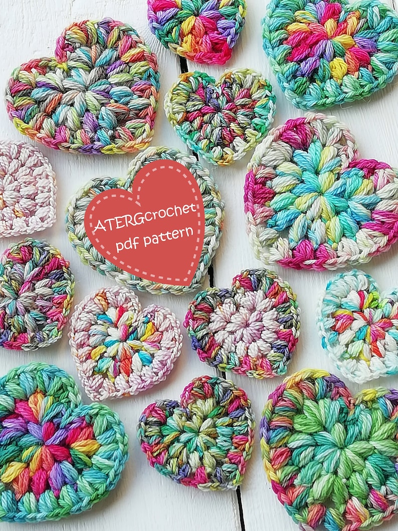 Crochet Pattern PUFF STITCH HEART by Atergcrochet Etsy