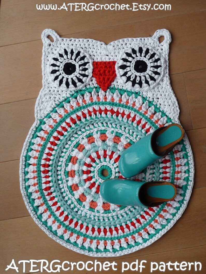 Crochet pattern owl rug by ATERGcrochet XL crochet image 4