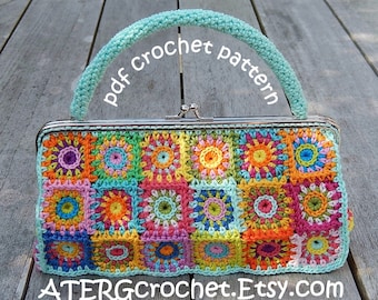 Crochet pattern PURSE 'L' petite squares by ATERGcrochet