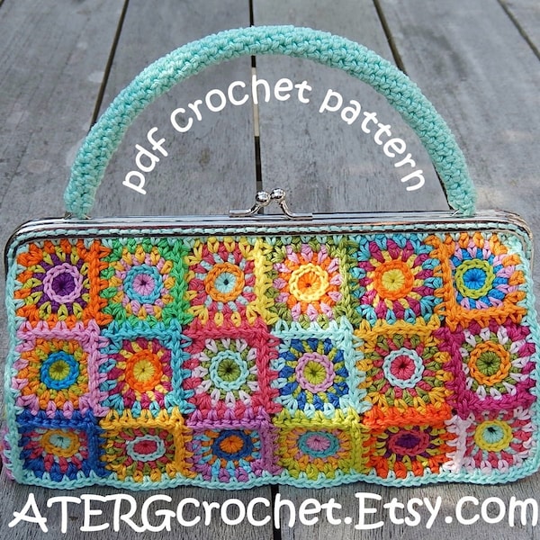 Crochet pattern PURSE 'L' petite squares by ATERGcrochet