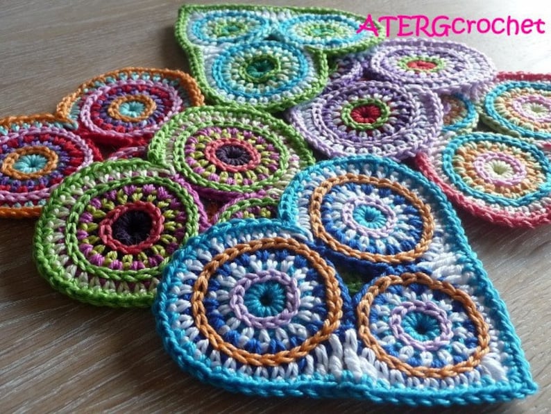 Crochet pattern colorful circle heart by ATERGcrochet image 2