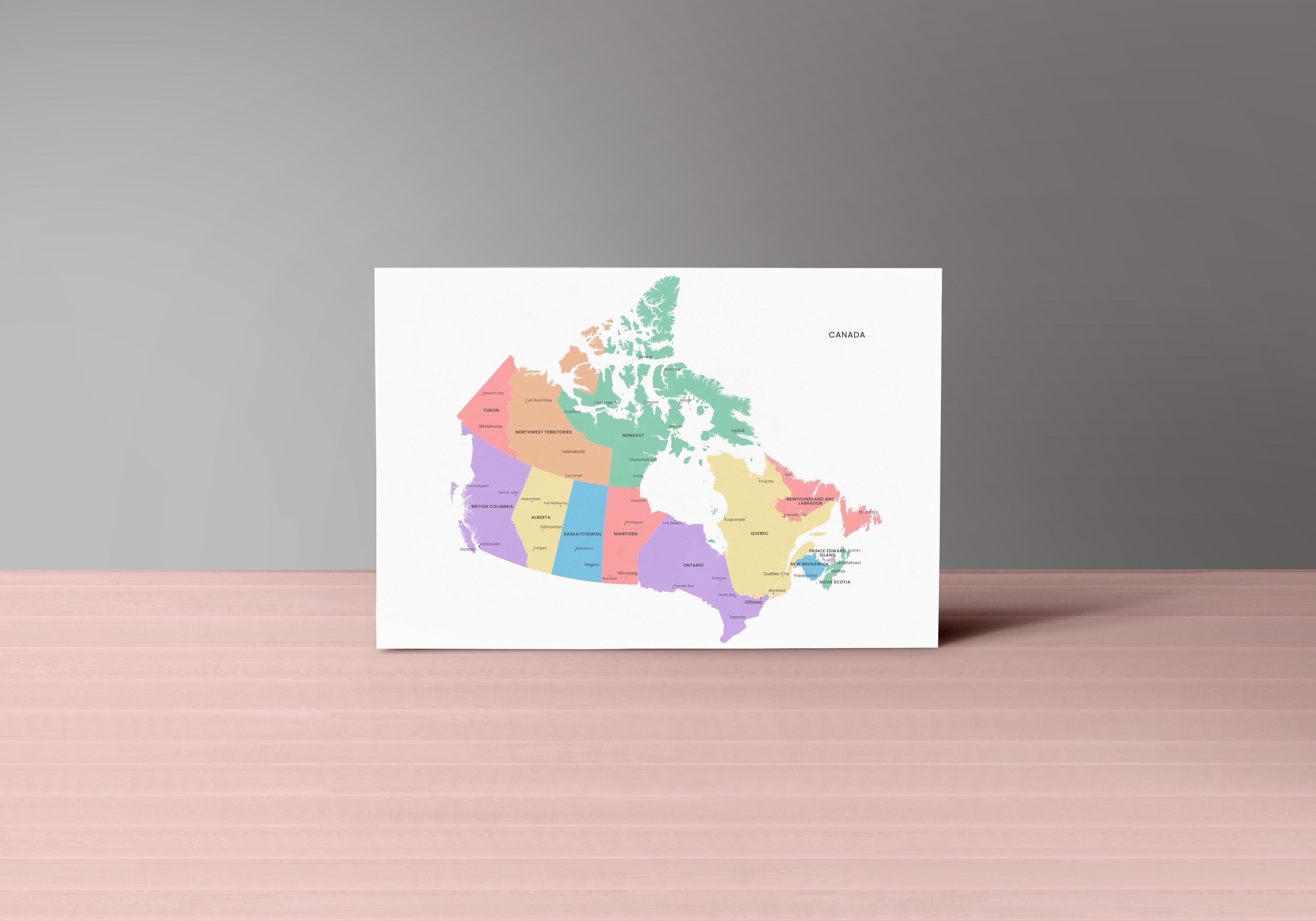 Canada Political Map Printable Minimalist Edition With Provinces ...