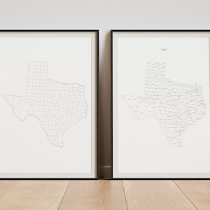 Mapa de los condados de Texas para imprimir, mapa de condados en blanco y con etiquetas, en formato PDF y JPG.