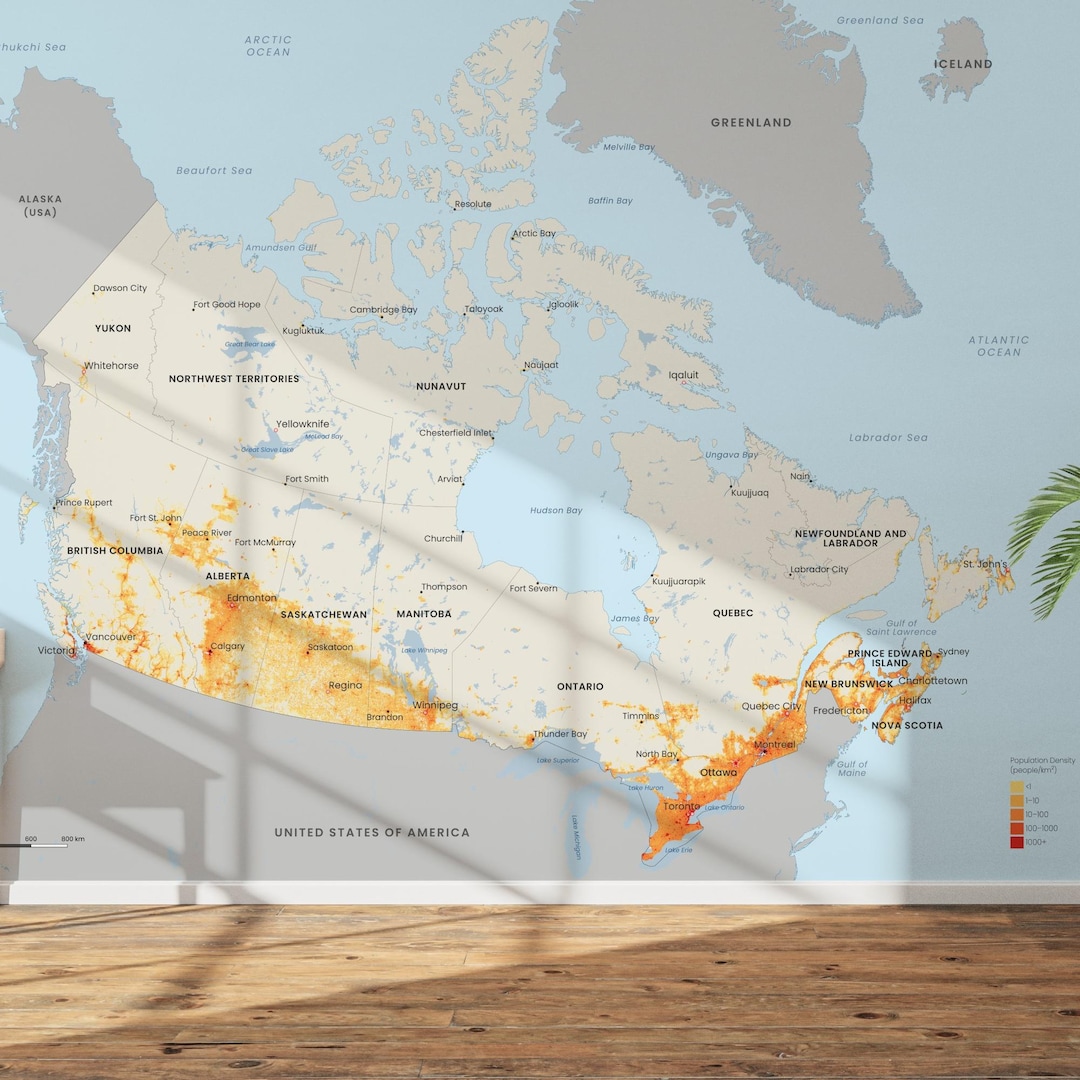 Canada Population Density Map Printable | Demographic Wall Map - Etsy