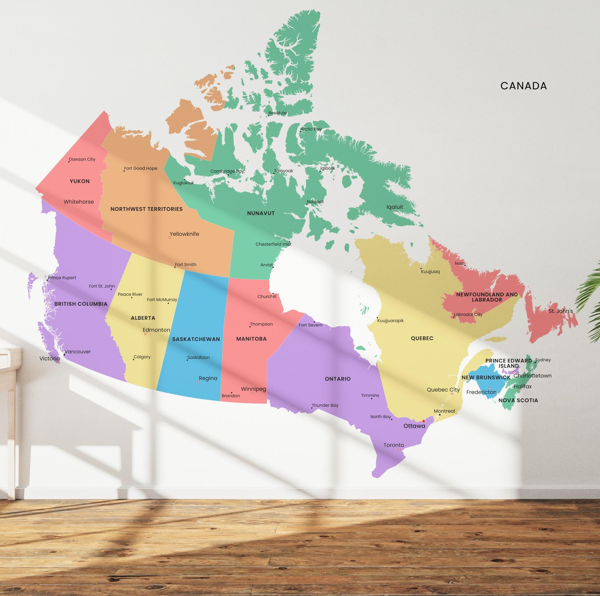 Canada Political Map Printable Minimalist Edition With Provinces ...