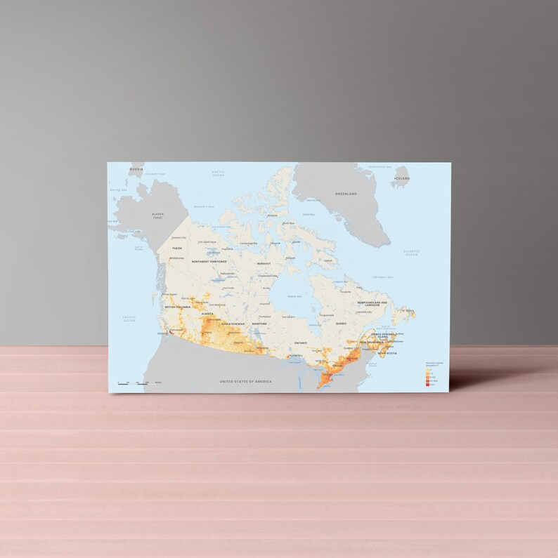 Canada Population Density Map Printable | Demographic Wall Map - Etsy
