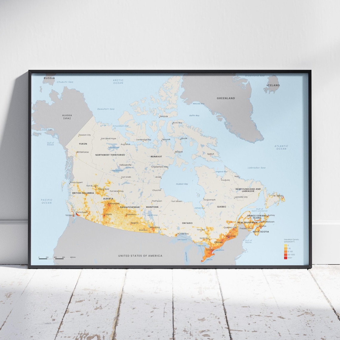 Canada Population Density Map Printable | Demographic Wall Map - Etsy