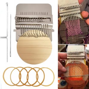 Small Darning Loom Wooden Speedweve Weaving Tool 14 Hook Knit Repair Loom for Jeans Socks Clothes Mending