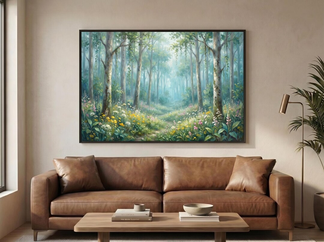 Forest Path Wall Art | Enchanted Woodland Painting | Nature Landscape ...