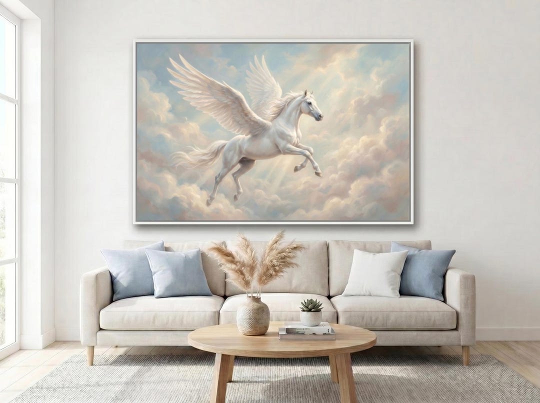 Pegasus Wall Art | Winged Horse Painting | Fantasy Horse Art | Elegant ...