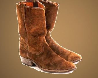 Handmade Genuine Suede Leather Cowboy Ankle Boot For Men