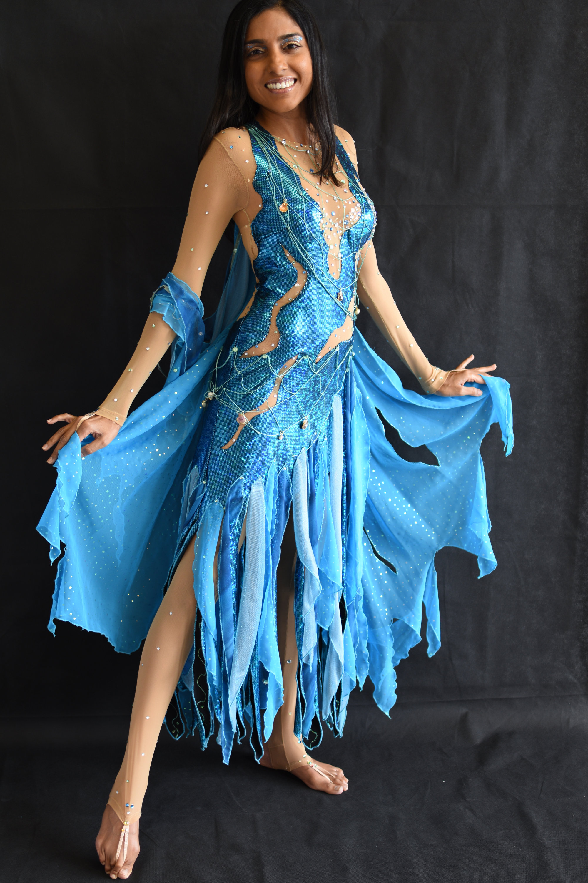 blue contemporary dance costume