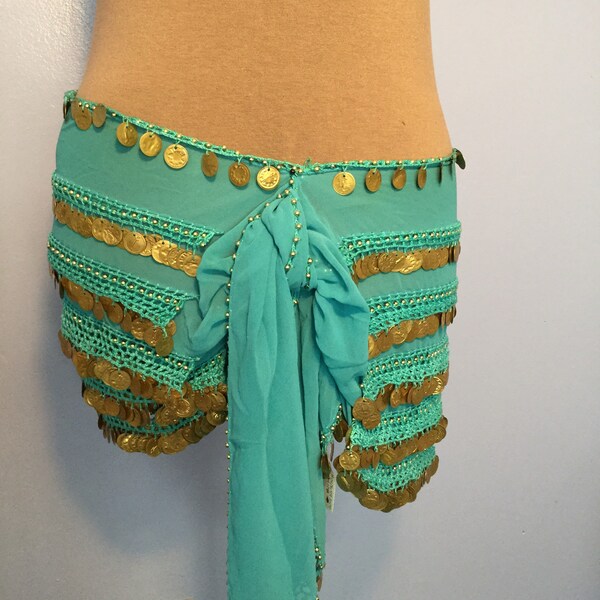 Egyptian Triangle Hip Scarf with Crocheted Border & Dangles