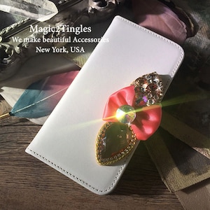 Victoriano elegante clásico iridescent hermoso diseño colorido Rhinestones cristal arco cuero cuero tarjeta de identificación funda para iPhone X XS