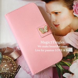 Wunderschöne Bling Crystal Butterfly Sparkle Diamond Teddy bear Kunstleder ID Hülle iPhoneXs Max XR Schwarz Rot Weiß Rosa Rosa