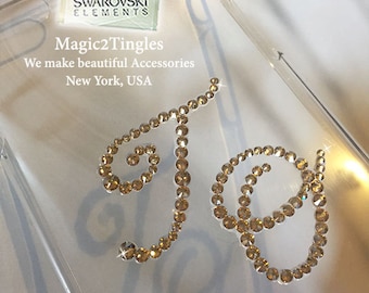 Add-On Listing Personalized Choose Your 2 INITIALS Custom Work on Your Order Crystal Clear Hard Case Made with Swarovski Crystal Diamonds