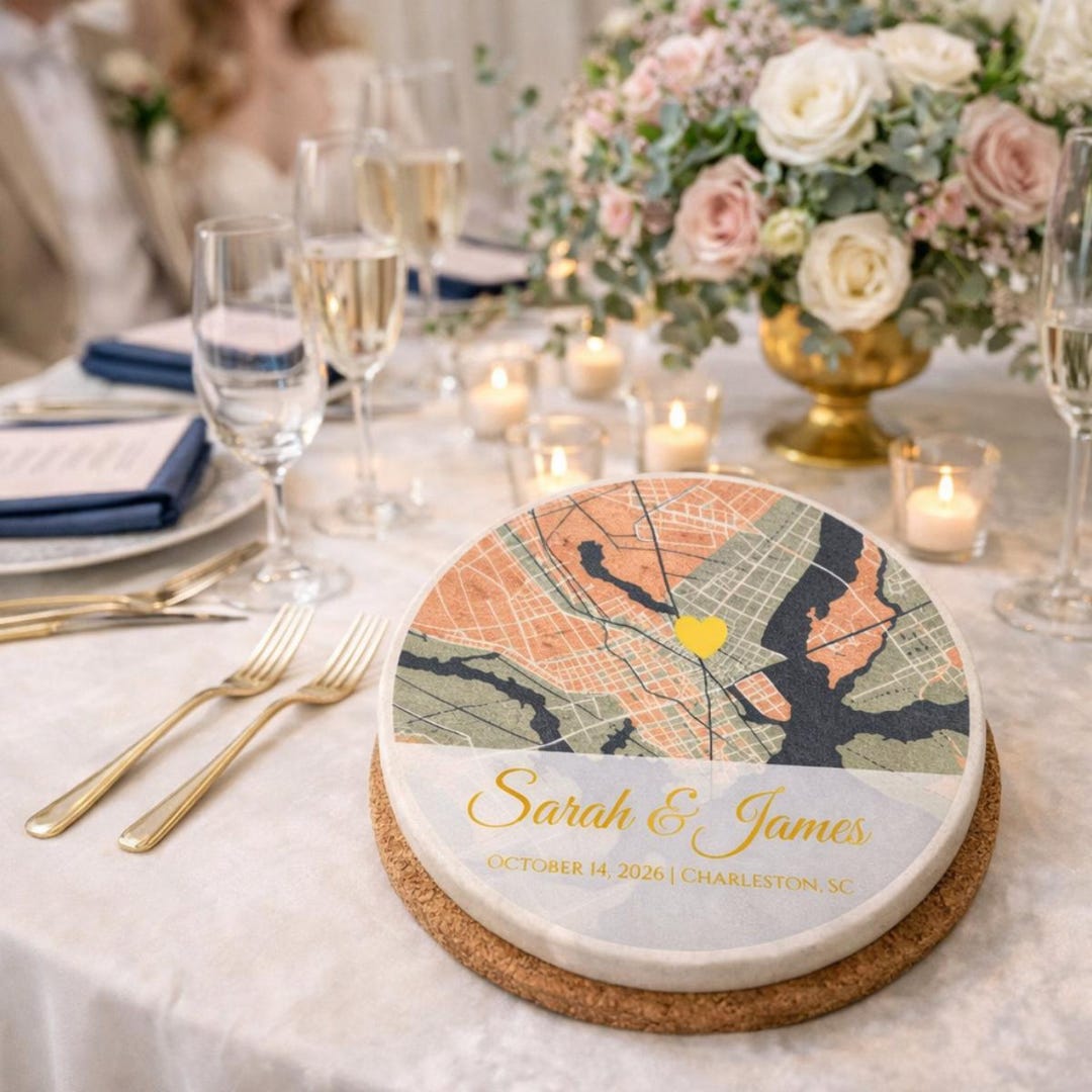 Custom Destination Wedding Map Coaster Template | Editable Location ...