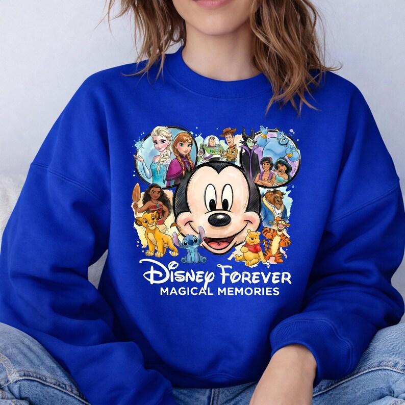 Sudaderas Disney con capucha Magical Memories, sudaderas Disney a juego, diseño de punto de Mickey, Elsa y Simba, trajes Disney para reunión familiar imagen 8