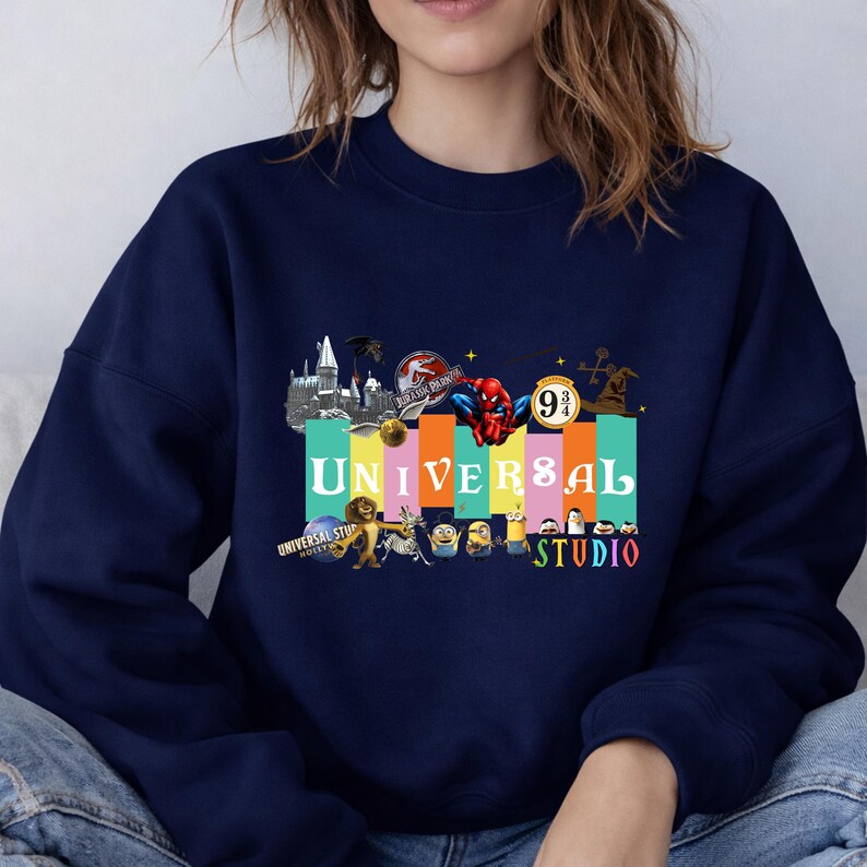 Sweat-shirts à capuche universels pastel rétro, sweat-shirt famille Spider-Man et Minions, vêtements icônes du film universels, cadeaux de vacances assortis image 5