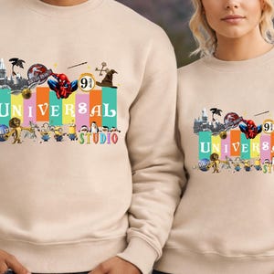 Sweat-shirts à capuche universels pastel rétro, sweat-shirt famille Spider-Man et Minions, vêtements icônes du film universels, cadeaux de vacances assortis image 12