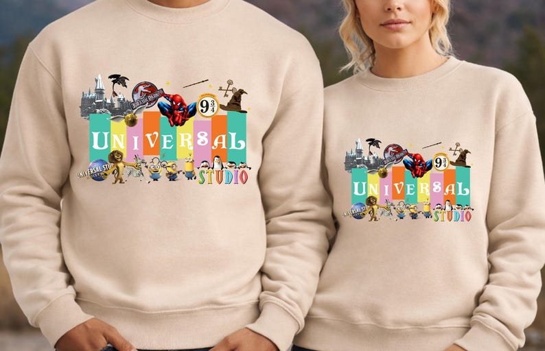 Sweat-shirts à capuche universels pastel rétro, sweat-shirt famille Spider-Man et Minions, vêtements icônes du film universels, cadeaux de vacances assortis image 12